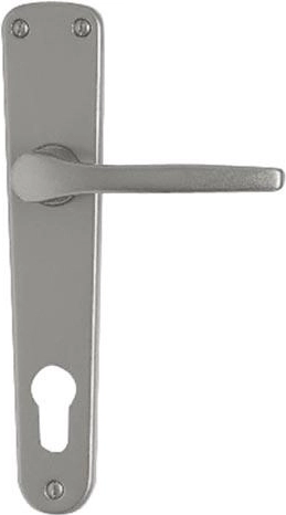 Maniglia con placca MONET per cilindro 90 mm, alluminio, argento