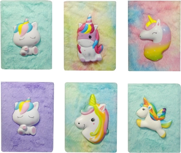 Diario colorato in peluche con motivo unicorno