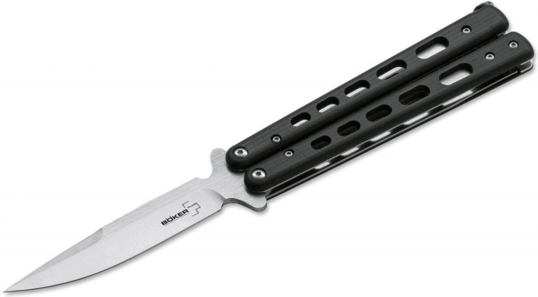 Coltello a farfalla Böker Plus Balisong G‑10 Large, nero, 10,2 cm