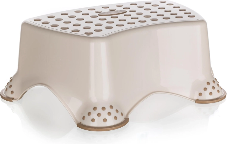 Sgabello antiscivolo in plastica color crema 40,5 × 28,5 × 14 cm