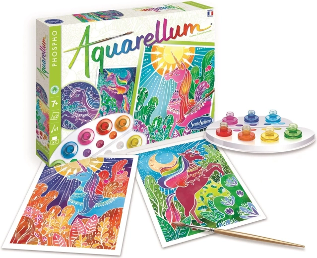 SentoSphere set di acquerelli che brillano al buio – unicorni
