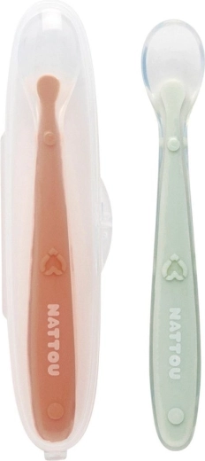 Cucchiaini in silicone con punta morbida e custodia 2 pz NATTOU