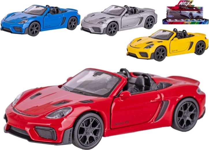 Modello in metallo dell'auto Welly Porsche 718 Spyder RS con retrocarica 12 cm