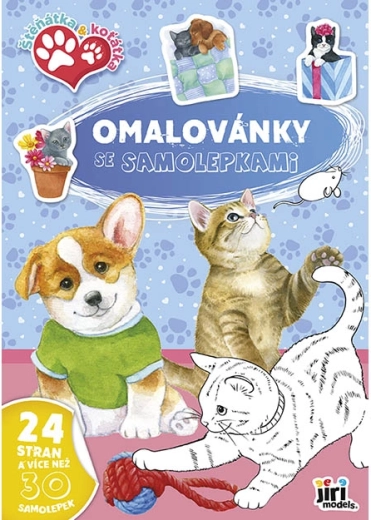 Album da colorare A4 con adesivi: cuccioli e gattini