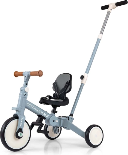 Milly Mally Optimus Max Denim cavalcabile e triciclo per bambini 5 in 1