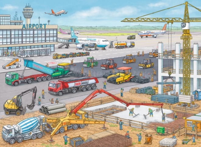 RAVENSBURGER puzzle per bambini cantiere in aeroporto, 100 pezzi XXL