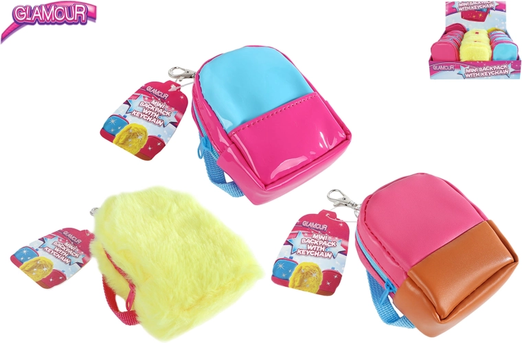 Mini zaino Glamour con portachiavi, 10 cm
