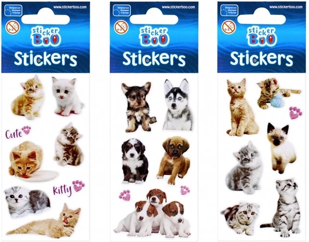 Adesivi StickerBoo con cuccioli e gattini (3 varianti) - 1 pezzo