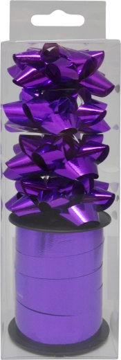 Set di fiocchi regalo e nastro, viola, 4 pz + nastro 10 m