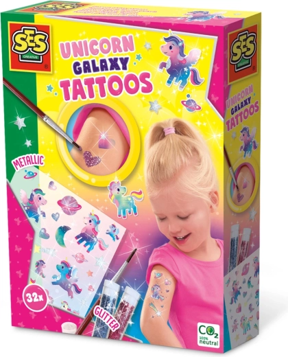SES tatuaggi glitterati galassia unicorni