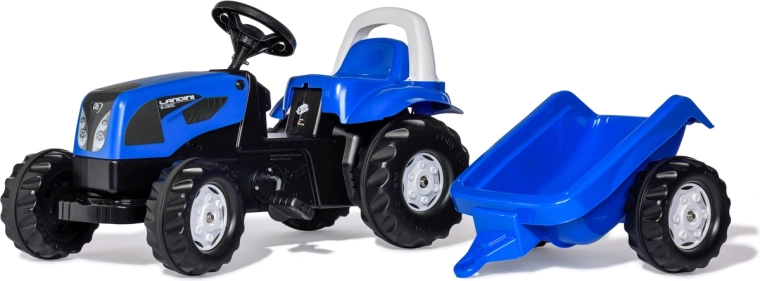 Trattore a pedali Rolly Kid Landini con rimorchio blu