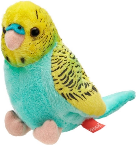 Cocorita di peluche turchese‑gialla 13 cm