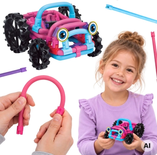 WOOPIE morbido set da costruzione 3D veicolo fuoristrada rosa, 44 pezzi