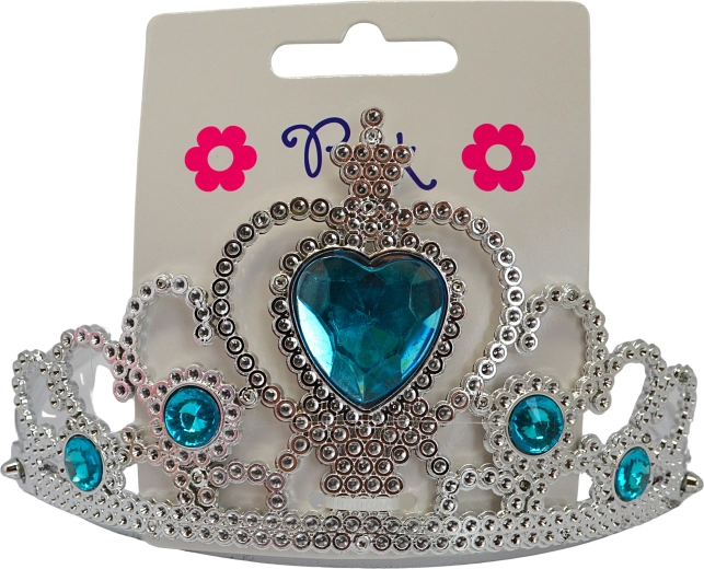 Corona di plastica su cerchietto con cuore acrilico blu