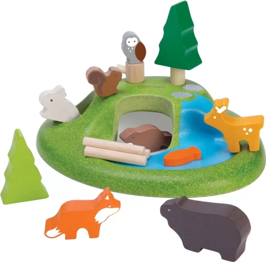 PlanToys set di animali del bosco e paesaggio