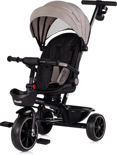 Triciclo per bambini 2 in 1 con cappottina Max Sport Latte CHIPOLINO