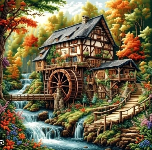 Norimpex pittura con diamanti Mulino nel bosco 30 × 40 cm - 1 pezzo
