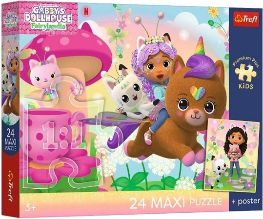 Maxi puzzle 24 pezzi Trefl La Casa delle Bambole di Gabby: Gabby in soccorso + poster