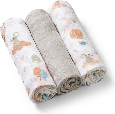 BabyOno mussole di bambù 70 × 70 cm, 3 pz – mix grigio