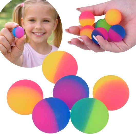 Set di 5 palline rimbalzanti in gomma – colori arcobaleno