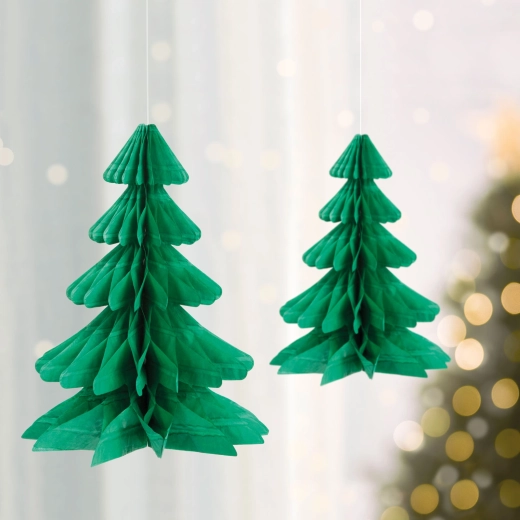 Lanterna 3D in carta a forma di albero di Natale – set da 2 pezzi