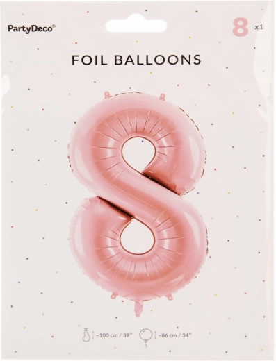 Palloncino in foil numero 8 rosa 86 cm
