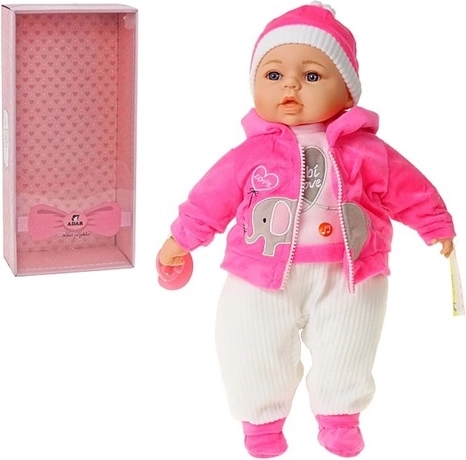 Bambola bebè parlante 45 cm con suoni in polacco e ciuccio