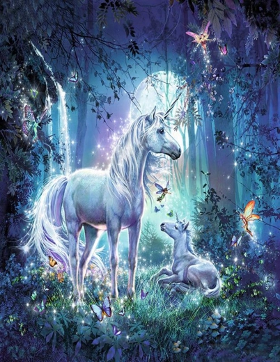 Norimpex Dipingere con i numeri Unicorno nel bosco 40 × 50 cm
