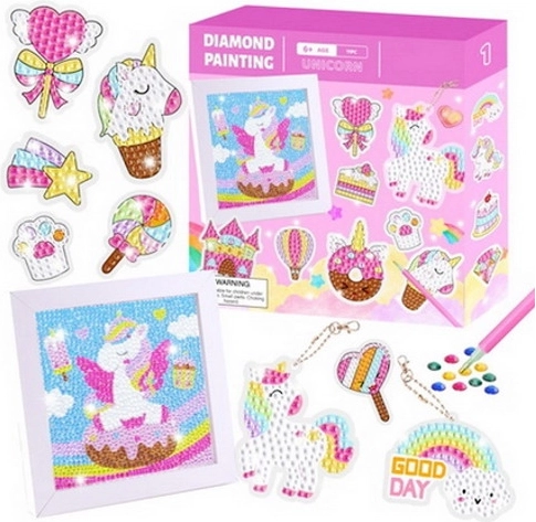 set creativo fai-da-te – pittura con diamanti con cornice e accessori