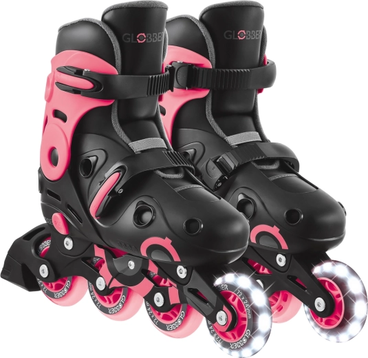 Pattini in linea per bambini Go Skates Lights con ruota anteriore luminosa nero-rosa (EU 34–37)