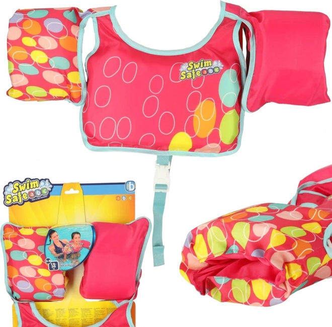 Gilet da nuoto rosa per bambini con manichette Bestway 3-6 anni, 19-30 kg