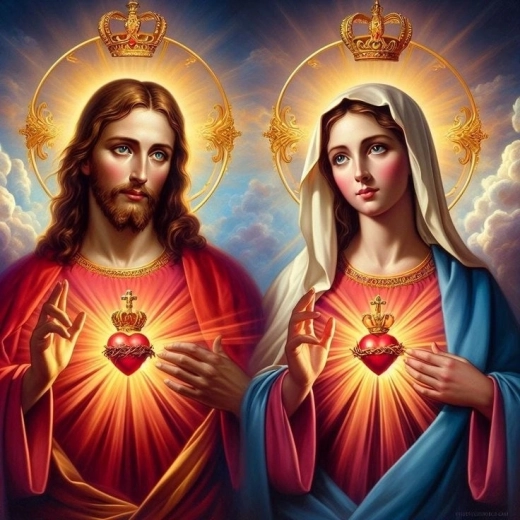 Norimpex Dipingere con i numeri Gesù e Maria – cuore nella corona 40 × 50 cm
