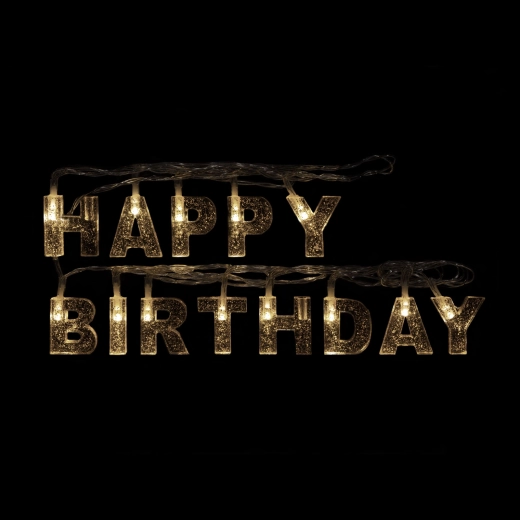 Catena luminosa LED Happy Birthday, 13 LED, 2 m