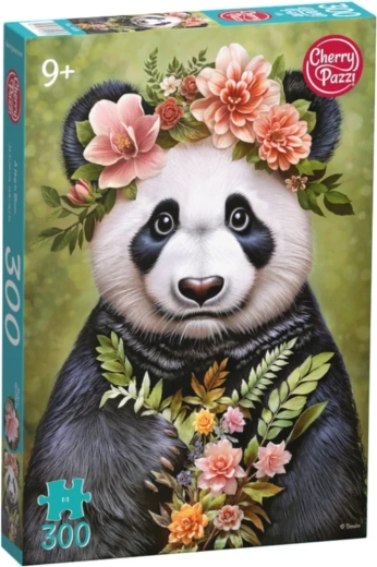 Puzzle Cherry Pazzi Panda con fiori, 300 pezzi