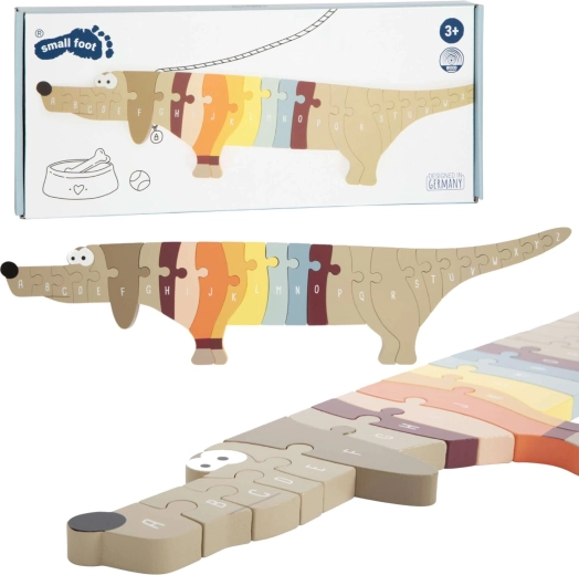 Puzzle in legno dell’alfabeto a forma di bassotto small foot