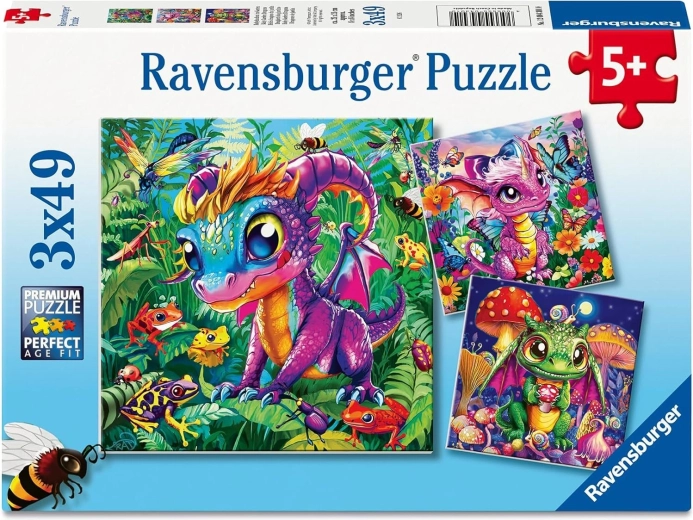 Puzzle Ravensburger Draghetti scoprono la natura 3×49 pezzi