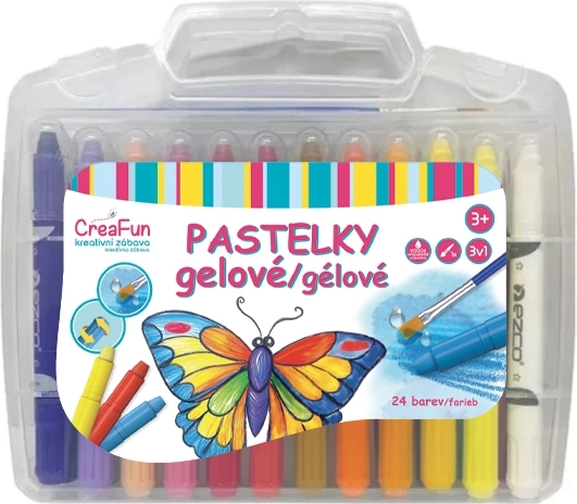 CreaFun pastelli gel 3 in 1 lavabili, set 24 pz con pennello