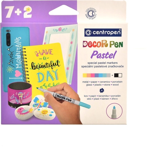 Pennarelli pastello per vetro, plastica, ceramica e pietra (set da 9 pz)