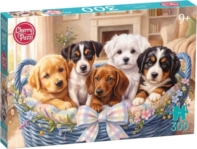 Puzzle Cherry Pazzi Cuccioli nel cestino, 300 pezzi
