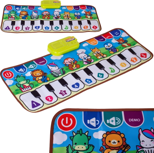 Tappeto musicale piano con animaletti 79 × 31 cm