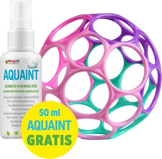 Oball Classic pallina per bambini 10 cm rosa‑viola + Aquaint acqua detergente ecologica 50 ml