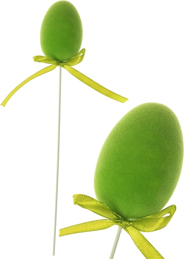 Uovo pasquale su stecco con imitazione di muschio 4 × 25 cm