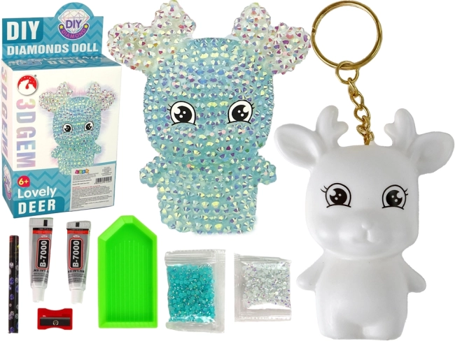 Kit fai-da-te Cervo di diamanti – ciondolo 3D con cristalli – Blu
