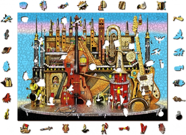Puzzle in legno bifacciale WOODEN CITY Castello musicale 2in1, 1010 pezzi