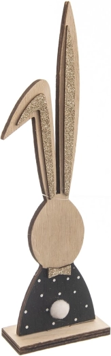 Decorazione in legno Coniglio nero-marrone 26 cm