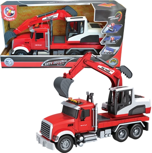 City Service Car camion con escavatore in scala 1:12
