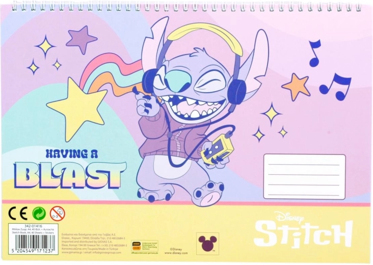 Blocco a spirale con adesivi Lilo e Stitch A4