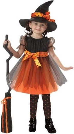 Costume da strega per bambina con cappello, taglia M
