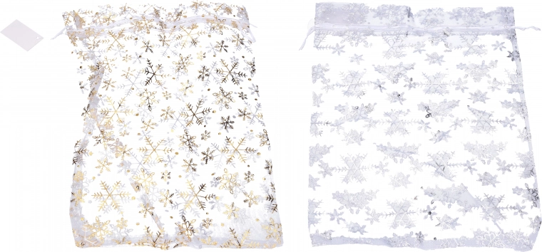 Sacchetto regalo Organza con fiocchi di neve 25x35 cm Natale