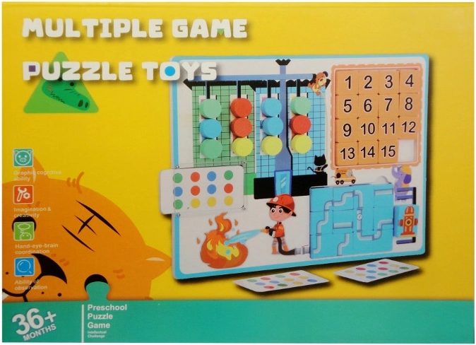 Puzzle logico in legno 3-in-1 – labirinto e gioco educativo